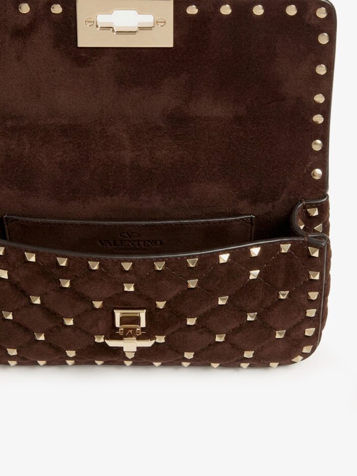 Valentino Garavani Rockstud Spike Suede Crossbody Bag With All-over Studs
