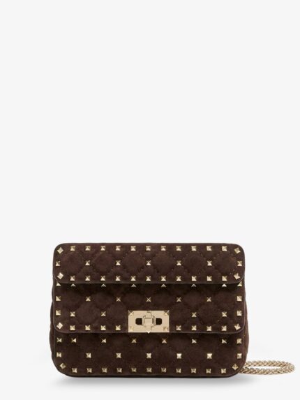 Valentino Garavani Rockstud Spike Suede Crossbody Bag With All-over Studs