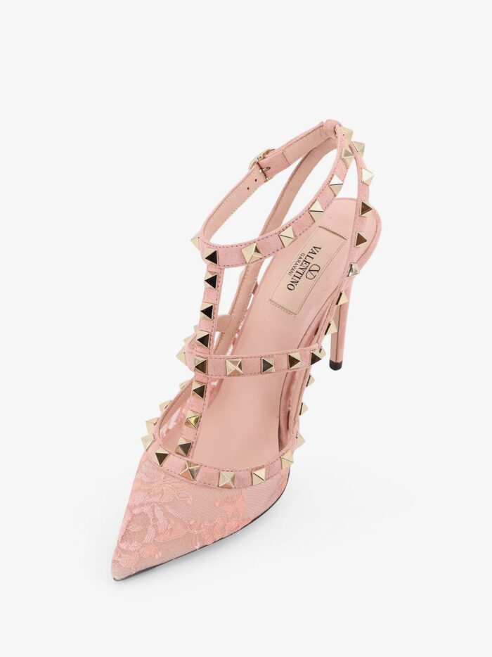 Valentino Garavani Rockstud Suede And Lace Pumps