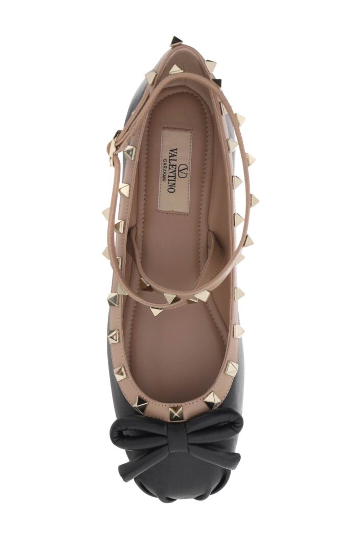 VALENTINO GARAVANI Silk Rockstud Ballet Flats