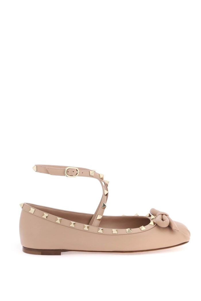 VALENTINO GARAVANI Silk Rockstud Ballet Flats