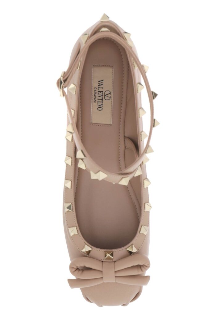 VALENTINO GARAVANI Silk Rockstud Ballet Flats