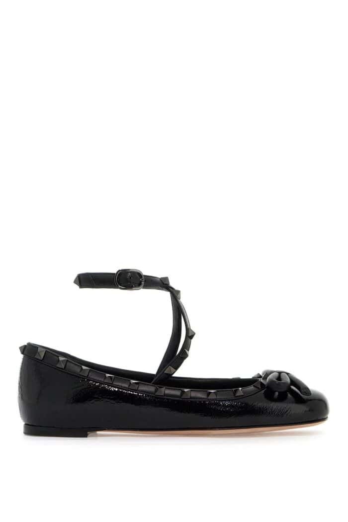 VALENTINO GARAVANI Silk Rockstud Ballet Flats