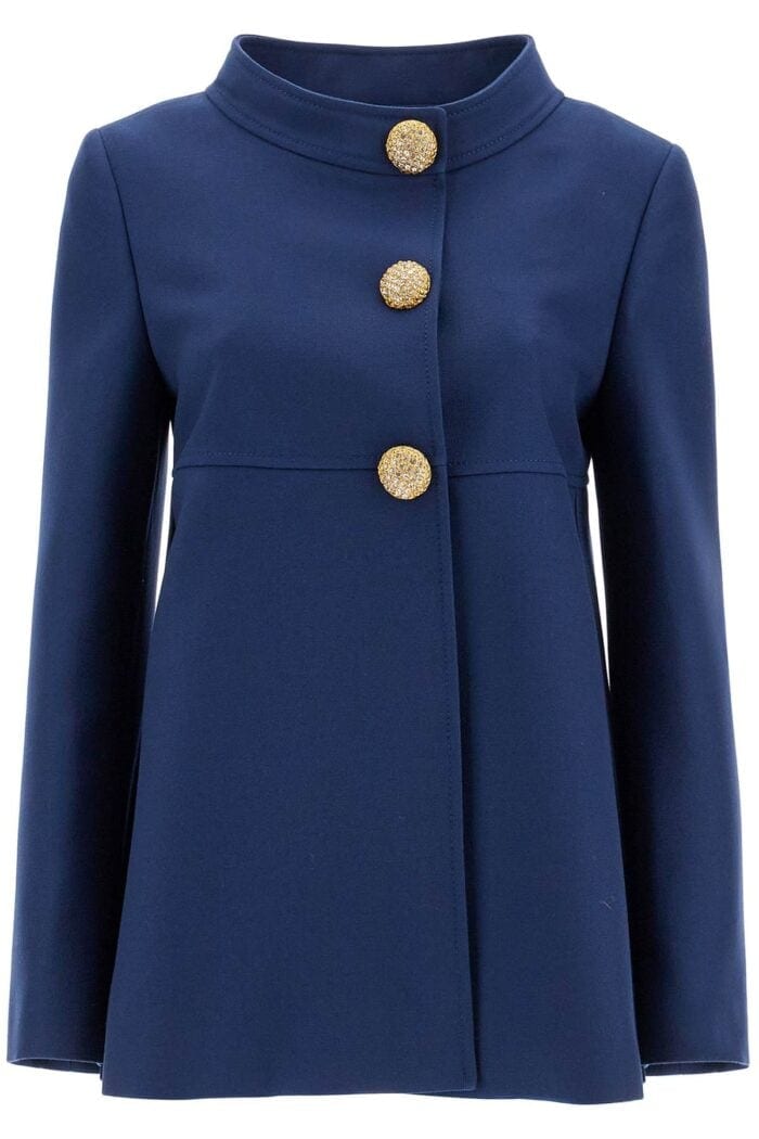 VALENTINO GARAVANI Slim Indigo Silk Jacket With Golden Buttons