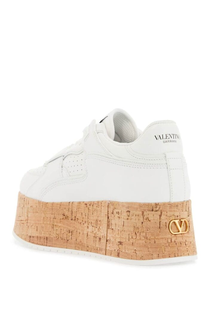 VALENTINO GARAVANI Sneaker With Cork Sole And White Leather Perforated Details