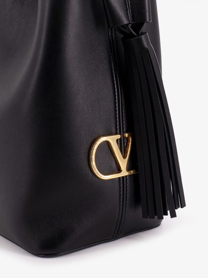Valentino Garavani So Seau Leather Bucket Bag With Meatl Vlogo