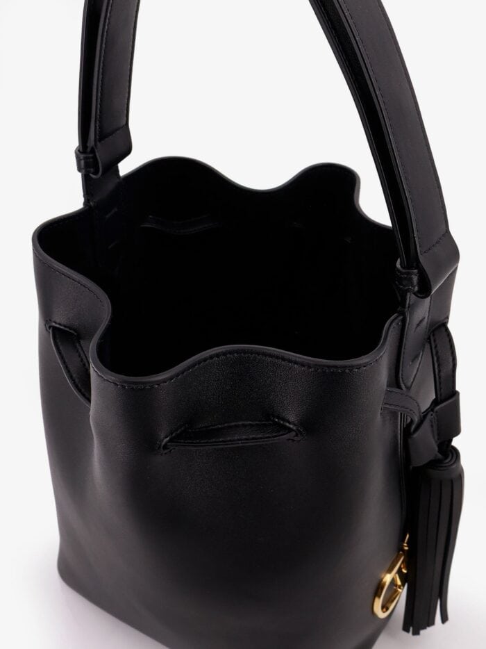 Valentino Garavani So Seau Leather Bucket Bag With Meatl Vlogo