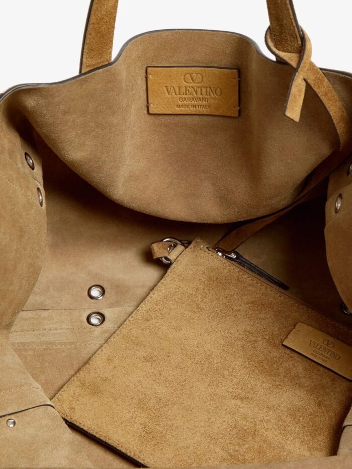Valentino Garavani Suede Shopping Bag With Metal Logo