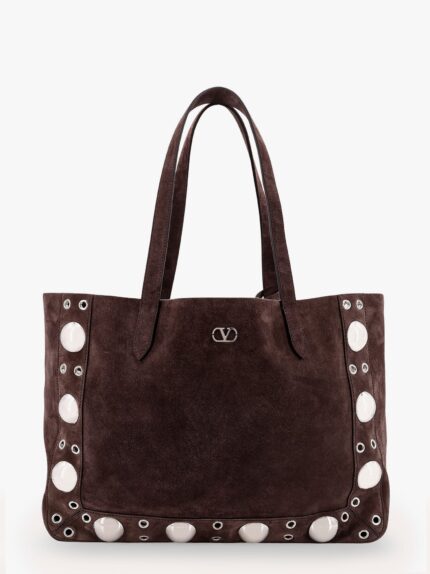 Valentino Garavani Suede Shoulder Bag With Maxi Metal Studs