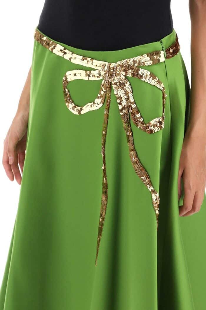 VALENTINO GARAVANI Techno Duchesse A-line Skirt With Sequin-studded Bow