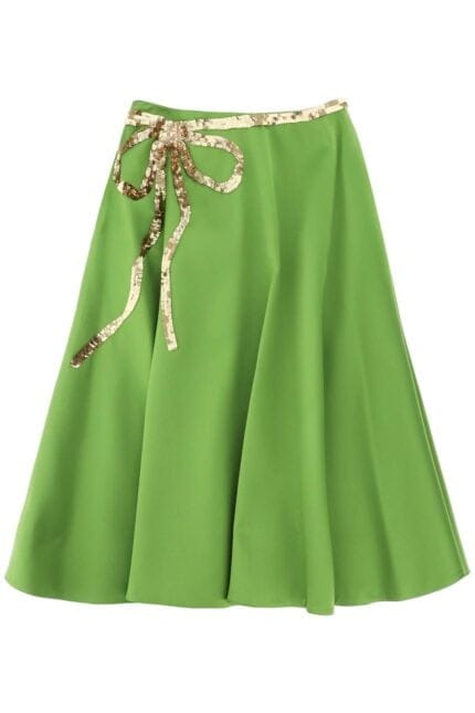 VALENTINO GARAVANI Techno Duchesse A-line Skirt With Sequin-studded Bow