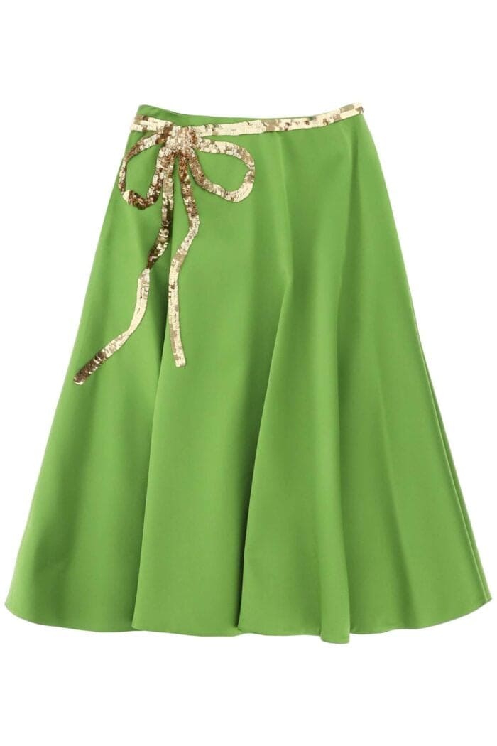 VALENTINO GARAVANI Techno Duchesse A-line Skirt With Sequin-studded Bow