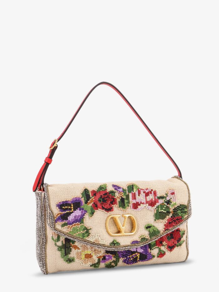 Valentino Garavani Vain Soft Beads Embroidered Linen Shoulder Bag