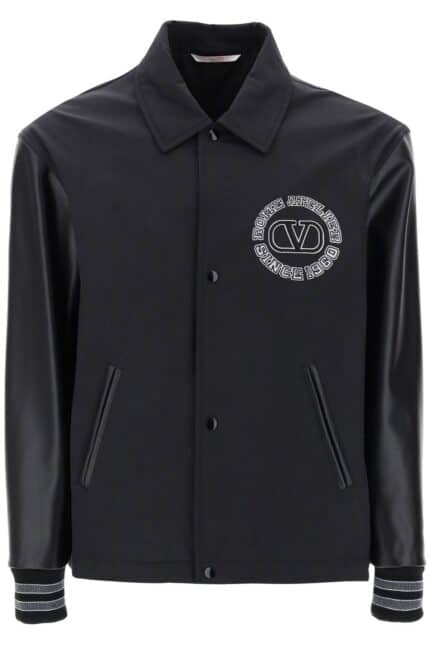 Valentino Garavani Varsity Jacket With Leather Sleeves