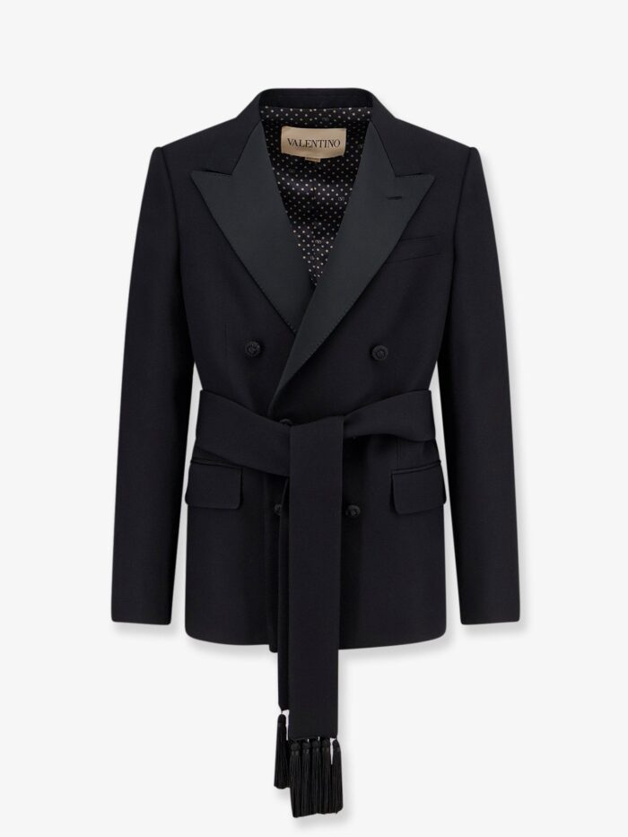 valentino garavani virgin wool blazer with belt Valentino Garavani Virgin Wool Blazer With Belt