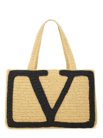 Valentino Garavani "VIVA SUPERSTAR" LARGE RAFFIA SHOPPING BAG