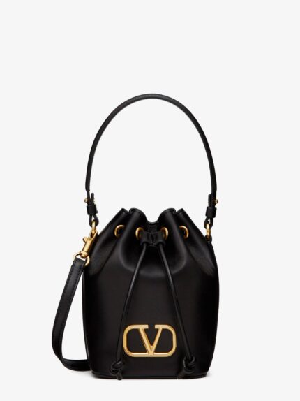 Valentino Garavani Vlogo Leather Bucket Bag