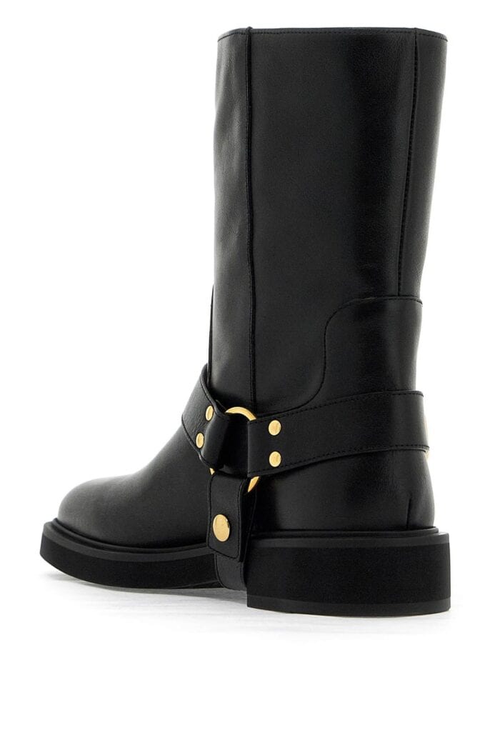 VALENTINO GARAVANI Vlogo Signature Leather Biker Boots