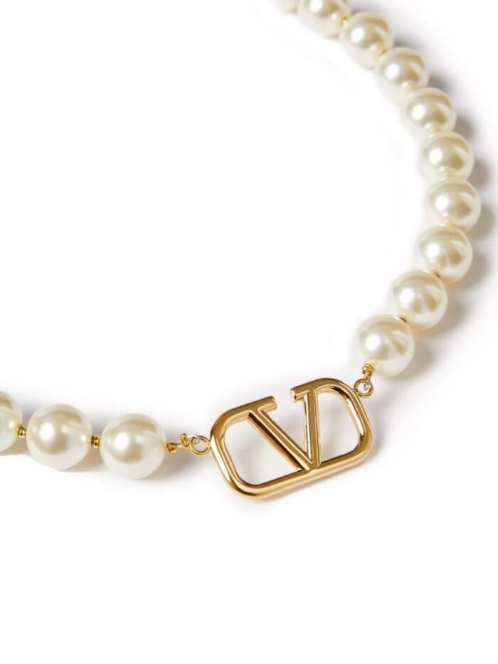 Valentino Garavani VLOGO SIGNATURE METAL AND SWAROVSKI® PEARLS NECKLACE