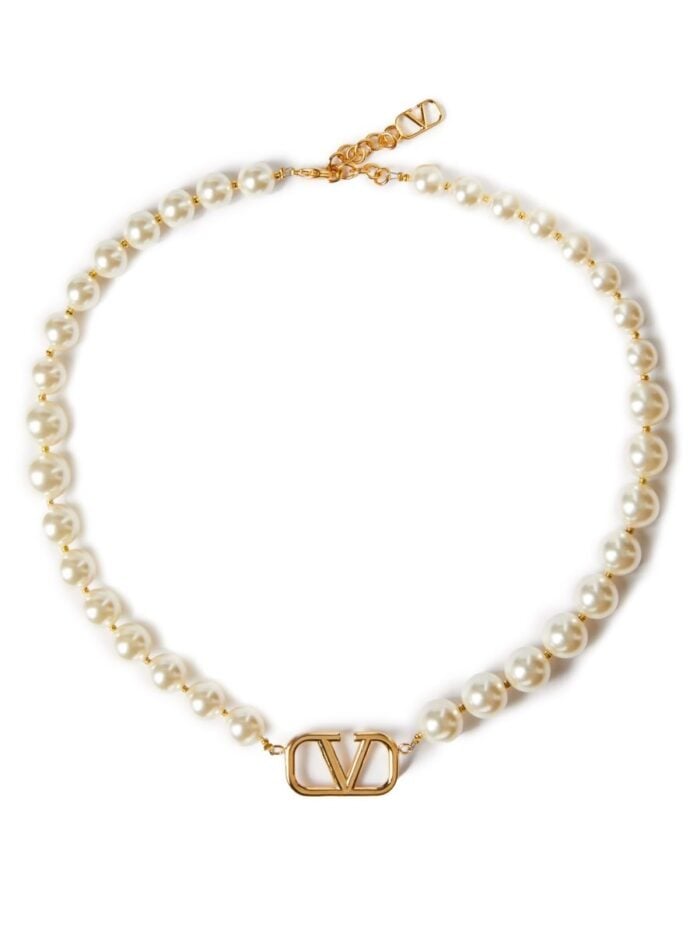 Valentino Garavani VLOGO SIGNATURE METAL AND SWAROVSKI® PEARLS NECKLACE