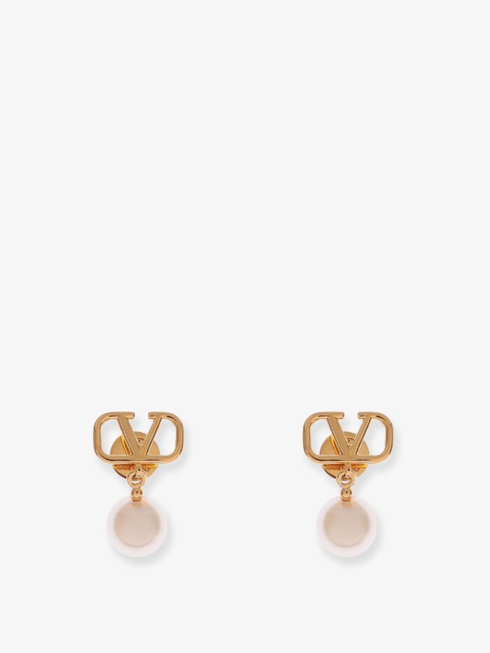 Valentino Garavani VLogo Signature Metal Earrings With Pearl
