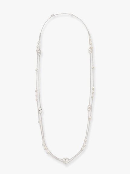 Valentino Garavani Vlogo Signature Metal Necklace With Pearls