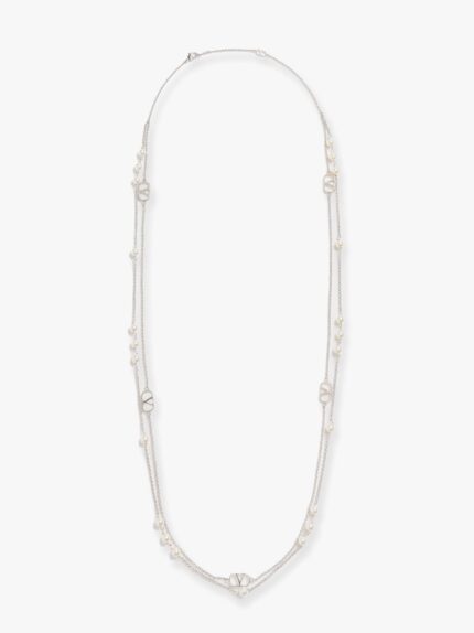 Valentino Garavani Vlogo Signature Metal Necklace With Pearls