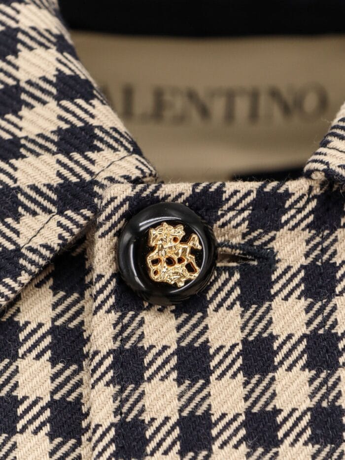 Valentino Garavani Wool And Cotton Coat With Vichy Motif