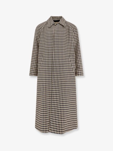 Valentino Garavani Wool And Cotton Coat With Vichy Motif