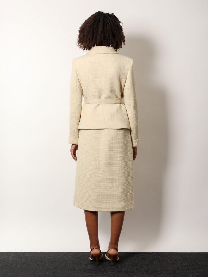 Valentino Garavani Wool Blazer With Leather Belt And V Gold Buckle