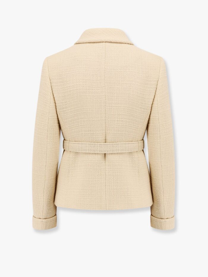 Valentino Garavani Wool Blazer With Leather Belt And V Gold Buckle
