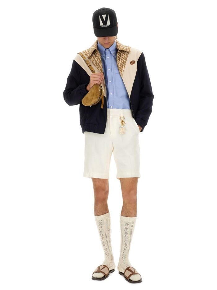 Valentino Garavani WOOL BOMBER JACKET WITH PRINT TOUTE LA V