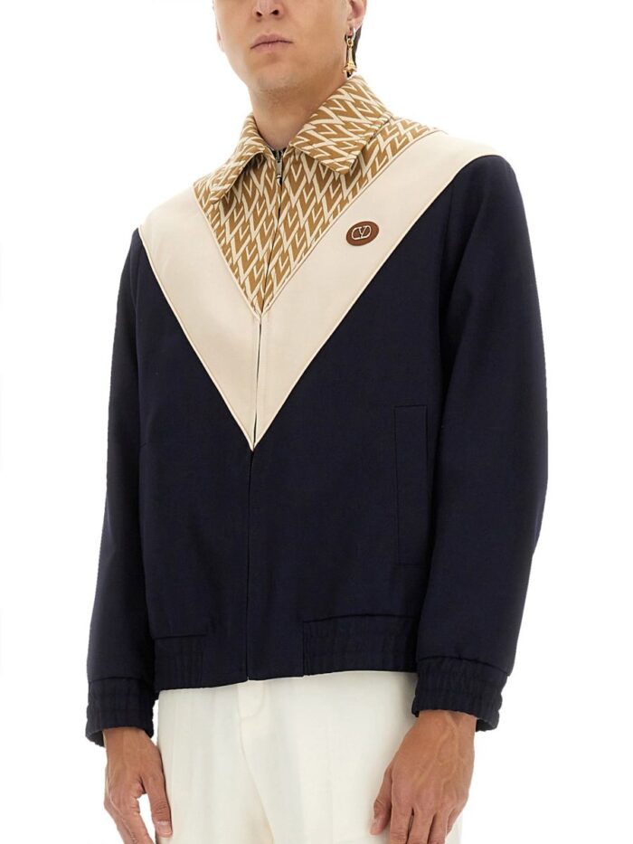 Valentino Garavani WOOL BOMBER JACKET WITH PRINT TOUTE LA V