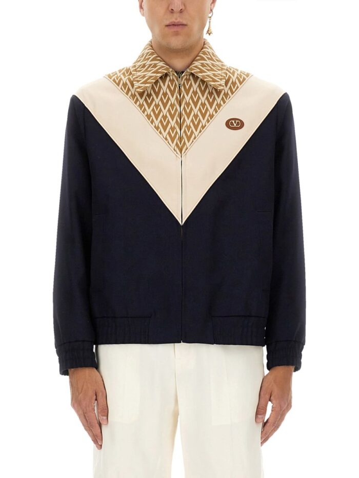 valentino garavani wool bomber jacket with print toute la v Valentino Garavani WOOL BOMBER JACKET WITH PRINT TOUTE LA V