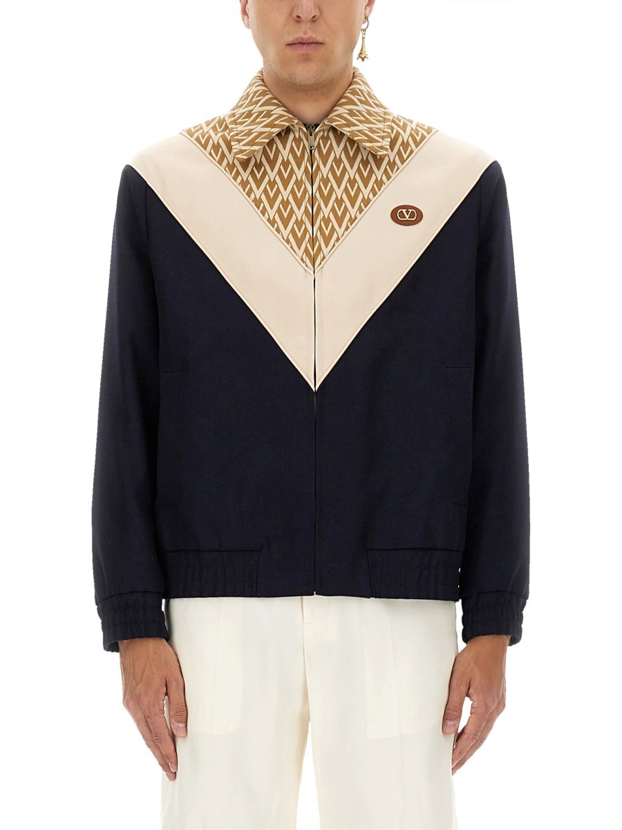 Valentino Garavani WOOL BOMBER JACKET WITH PRINT TOUTE LA V