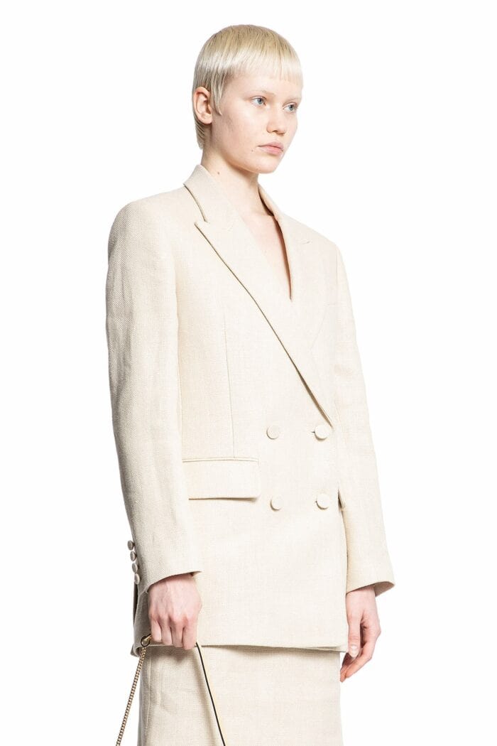 VALENTINO Linen Canvas Double-breasted Blazer