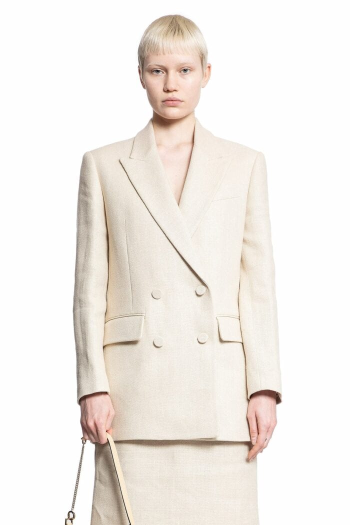 VALENTINO Linen Canvas Double-breasted Blazer