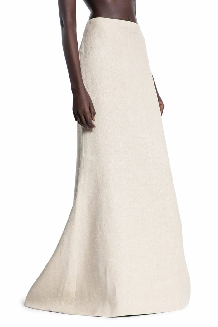 VALENTINO Linen Canvas Midi Skirt