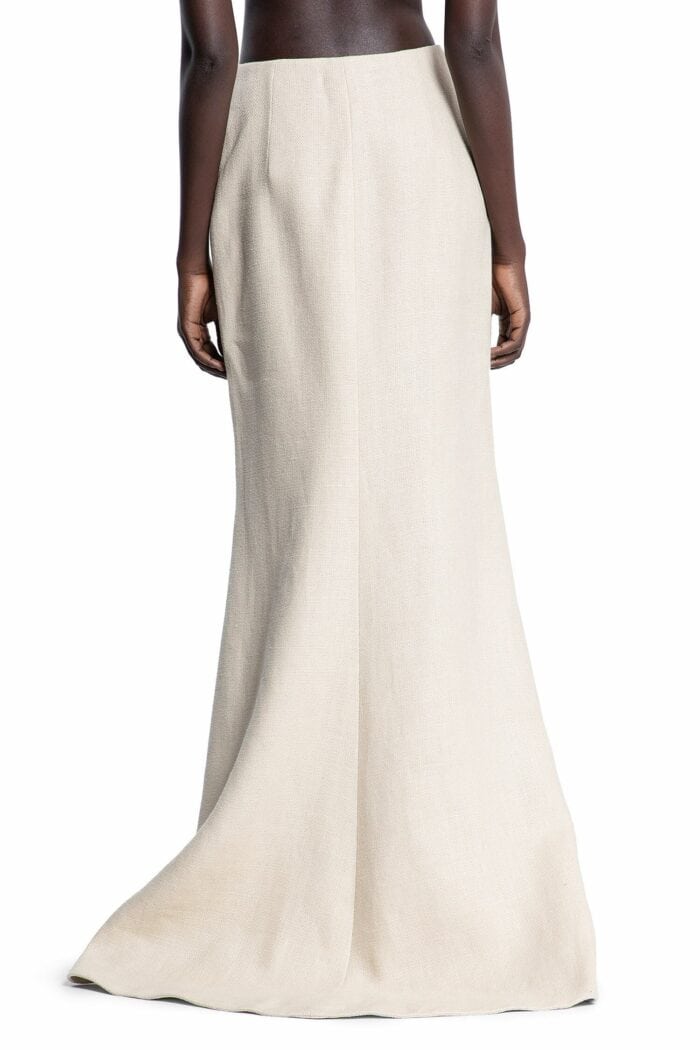 VALENTINO Linen Canvas Midi Skirt