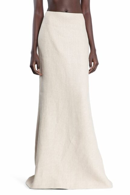 VALENTINO Linen Canvas Midi Skirt