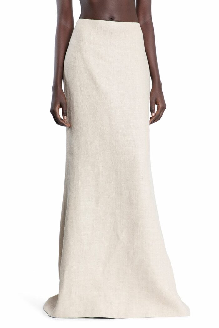 VALENTINO Linen Canvas Midi Skirt