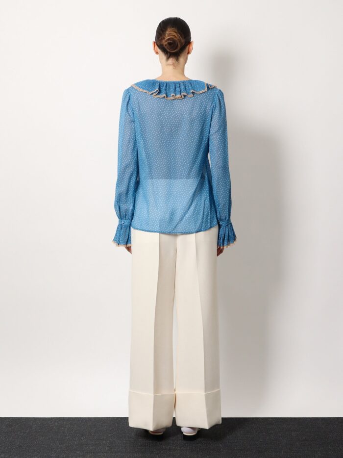 Valentino Polka-dots Silk Shirt With Lace Profile
