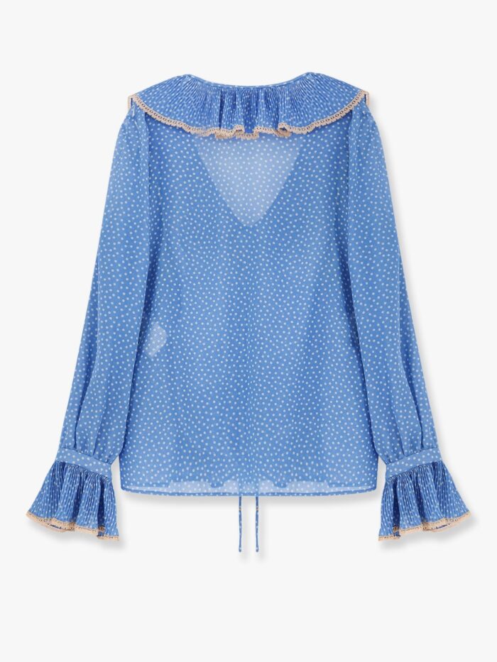 Valentino Polka-dots Silk Shirt With Lace Profile