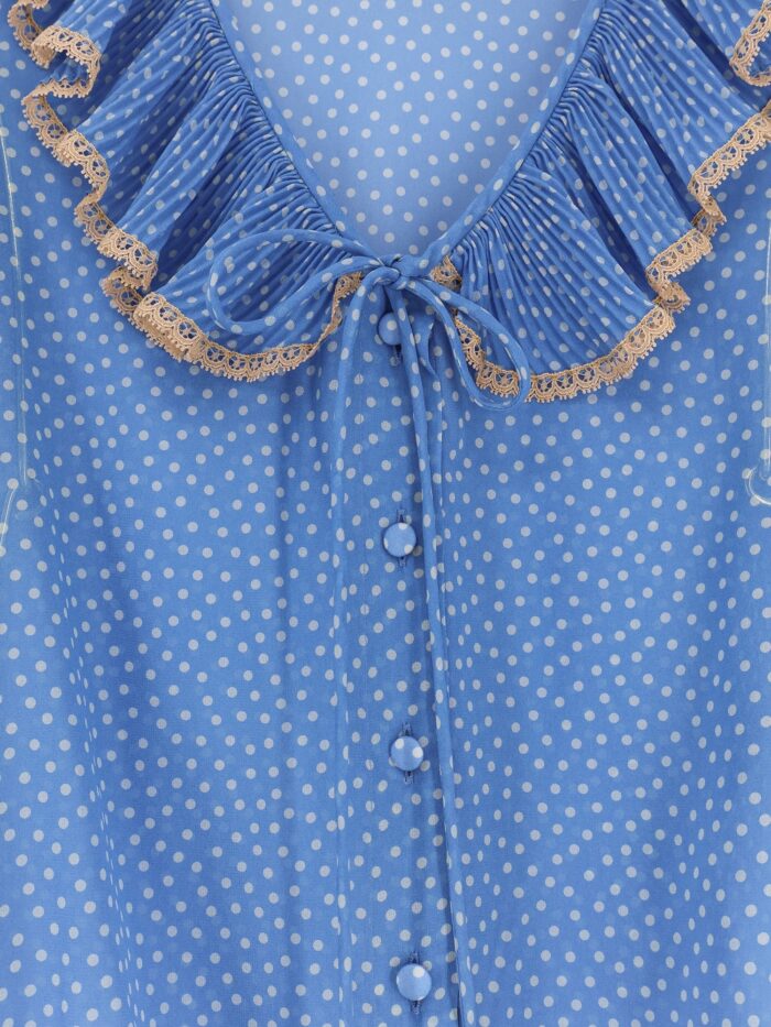 Valentino Polka-dots Silk Shirt With Lace Profile