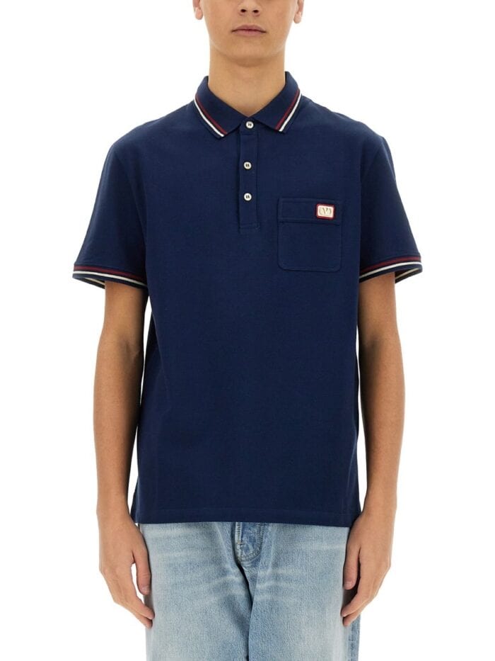 Valentino POLO SHIRT WITH VLOGO PATCH
