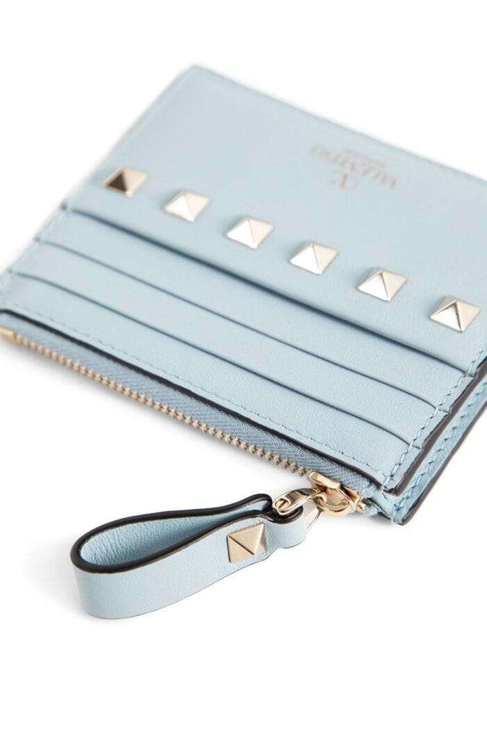 VALENTINO Rockstud Calfskin Zipped Cardholder