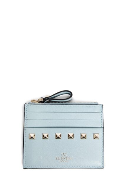 VALENTINO Rockstud Calfskin Zipped Cardholder