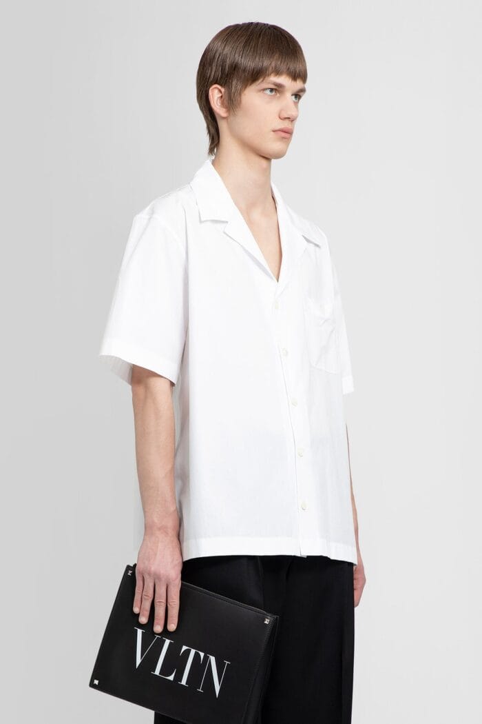 valentino rubberised signature v bowling shirt in cotton poplin VALENTINO Rubberised Signature V Bowling Shirt In Cotton Poplin