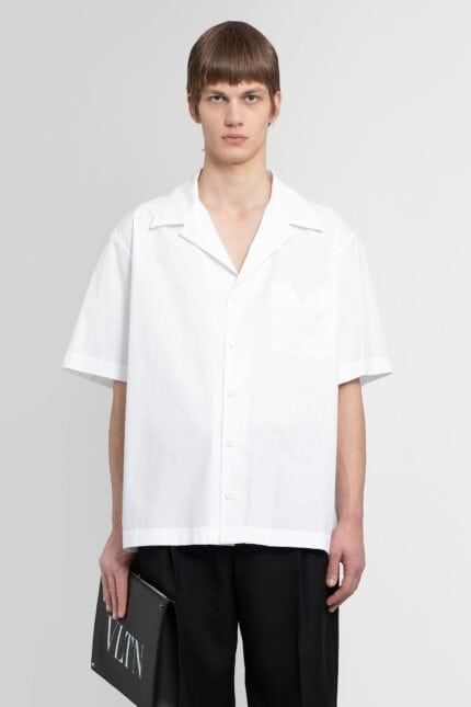 VALENTINO Rubberised Signature V Bowling Shirt In Cotton Poplin