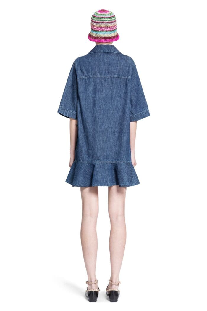 VALENTINO Signature V Polo Dress In Denim